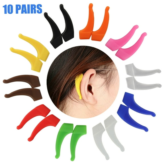 TSV 10pairs Eyeglass Strap Holders, Silicone Anti Slip Eyewear Retainer, Ear Hook, Ear Grip, Eyeglass Temple Tip