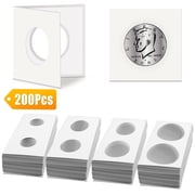 TSV 200pcs Cardboard Coin Holders, 2 x 2 Coin Flips for Coin Collection in 4 Sizes, Currency Holders for Coin Collection Supplies