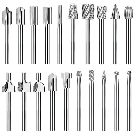 TSV 20pcs Carbide Wood Router Bits, Rotary Drill Bits with 1/8" Shank for Woodworking Carving Engraving Sculpting
