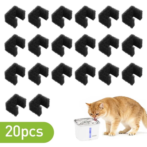 TSV 20pcs Foam Filters Replacement Compatible with PetSafe Viva Cat Water Fountain 64oz & 140oz, Pet Drinking Fountain Filter Replacement, Sponge Filter for Cat & Dog