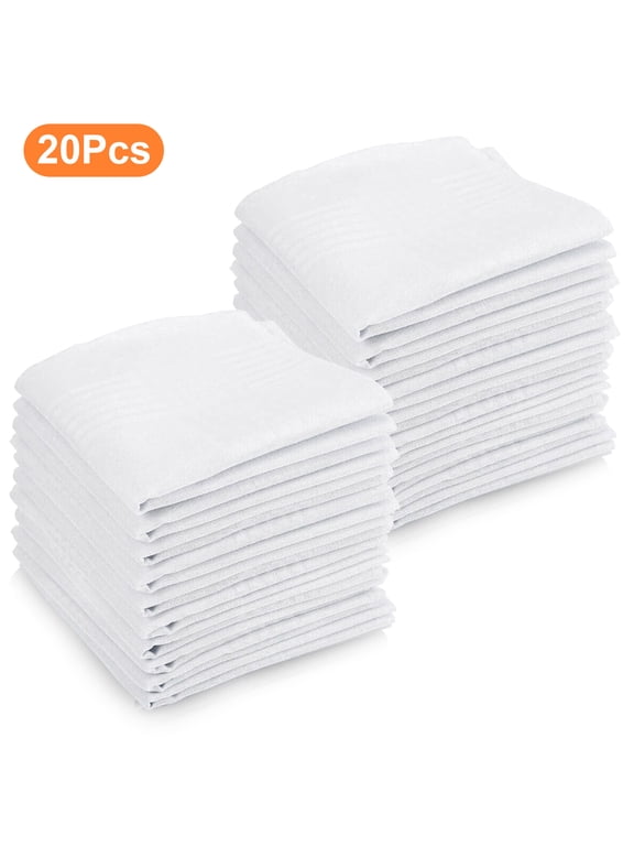 20pcs Soft Cotton Handkerchiefs, Men's Classic Stripe Hankies, 15''x15'' Pocket Square for Gentleman