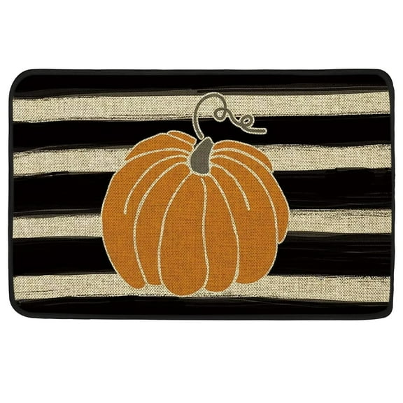 TSV 23.5x15.5'' Bath Rug Slip-Resistant, Polyester Soft Absorbent Mat Pumpkin Carpet for Indoor Outdoor