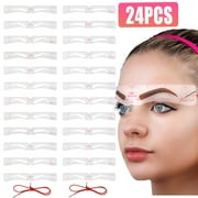 TSV 24pcs Eyebrow Stencil, Reusable Eyebrow Trimming Tool for Women, Eyebrow Template With Fixing Rope, 3 Mins Makeup