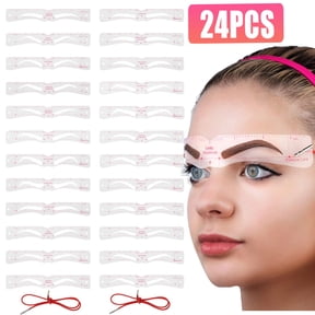 TSV 24pcs Eyebrow Stencil, Reusable Eyebrow Trimming Tool for Women, Eyebrow Template With Fixing Rope, 3 Mins Makeup