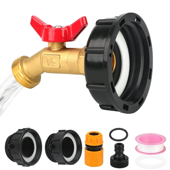 TSV 275-330 Gallon IBC Tote Hose Adapter, 2'' Coarse Thread Valve Faucet Hose Connection Set