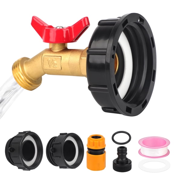TSV 275-330 Gallon IBC Tote Hose Adapter, 2'' Coarse Thread Valve Faucet Hose Connection Set