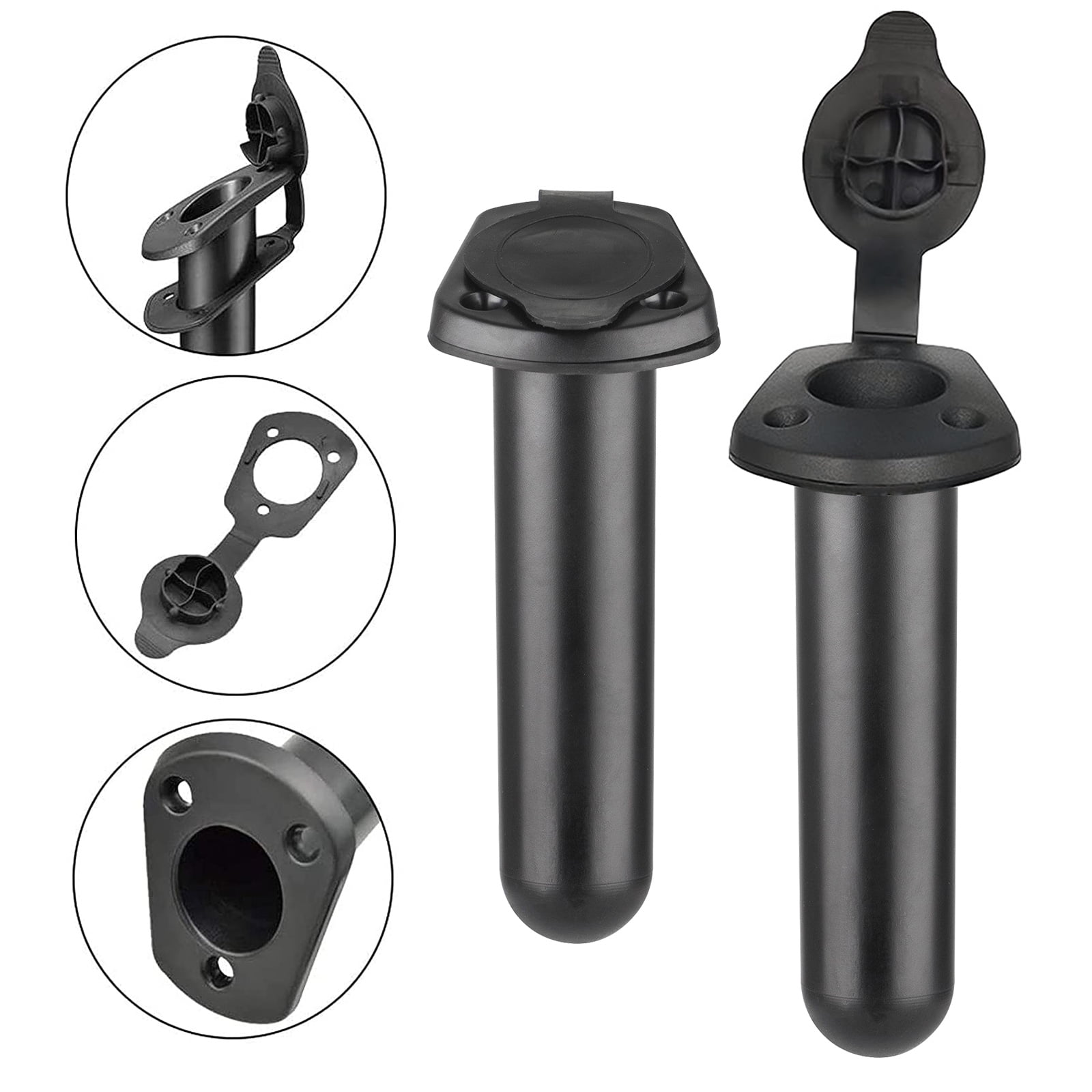 TSV 2Pack Fishing Rod Holder, Black Plastic Flush Mount Fishing Boat