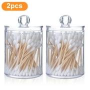 TSV 2Pcs Qtip Dispenser Apothecary Jars, Clear Acrylic Container with Lids for Cotton Ball & Swab Storage