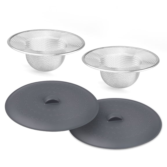 TSV 2pcs Kitchen Sink Strainer Baskets, 4.3" Stainless Steel Slop Basket Filter Trap with Sink Drain Covers for Kitchen Sink Bathroom Bathtub Wash Basin Floor Shower Drain Balcony Drain Hole