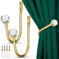 thumbnail image 1 of TSV 2pcs Crystal Curtain Holdbacks, Heavy Duty Metal Drapery Tieback Hooks, Gold, 1 of 6