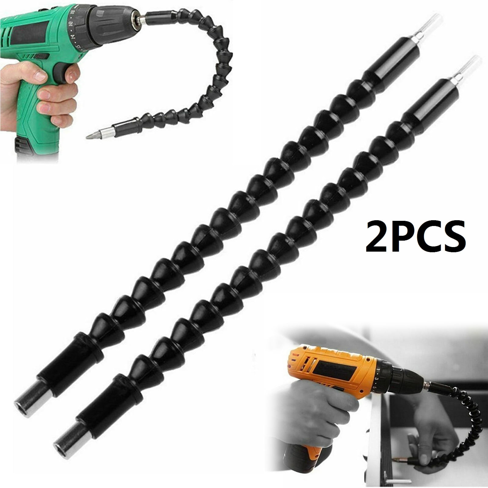 TSV 2pcs Flexible Drill Bit Extensions, Screwdriver Extension Soft Shafts  with 1/4 Hex Shank 