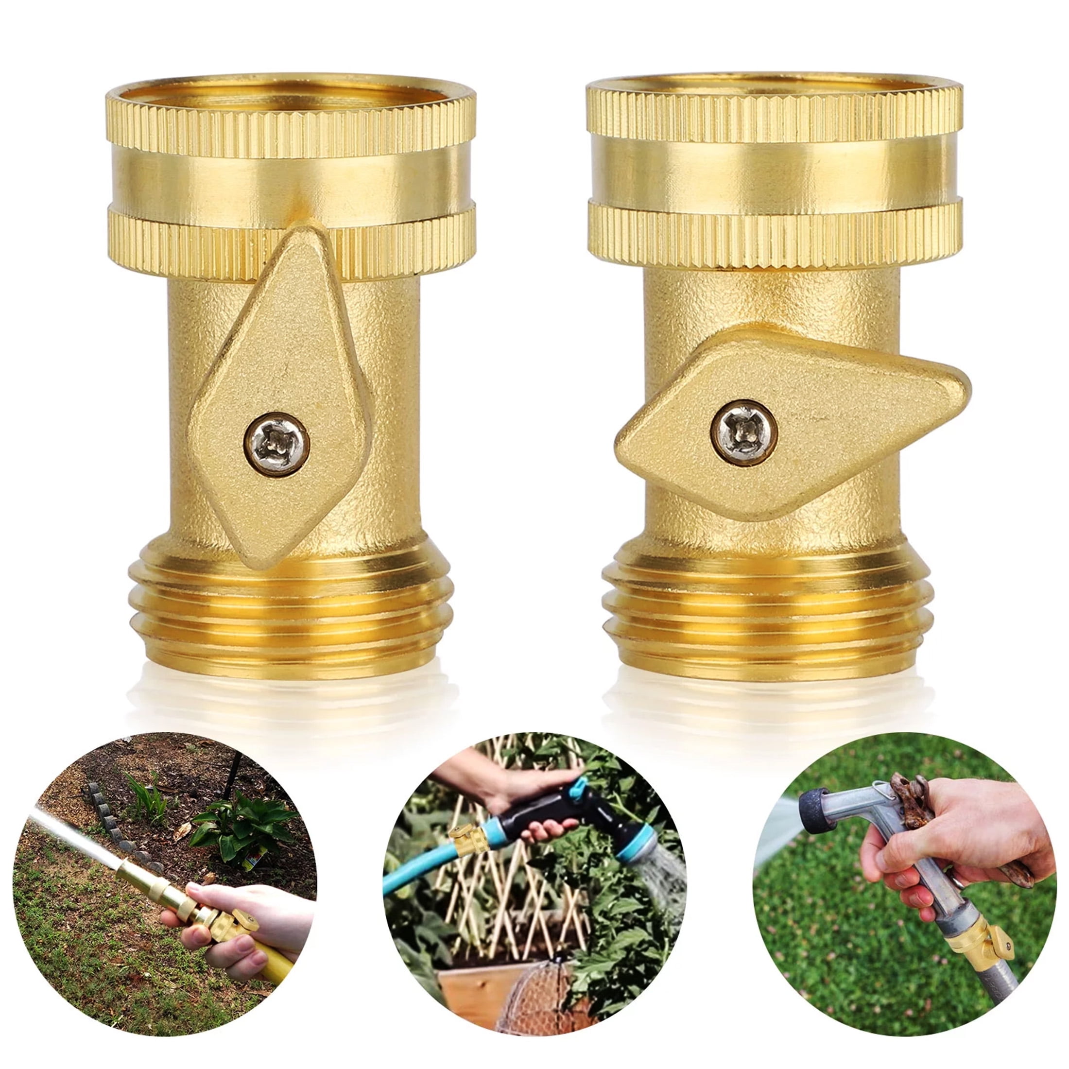 TSV 2pcs Garden Hose Shut Off Valve, Heavy Duty Brass Garden Hose Connector, 3/4" Thread