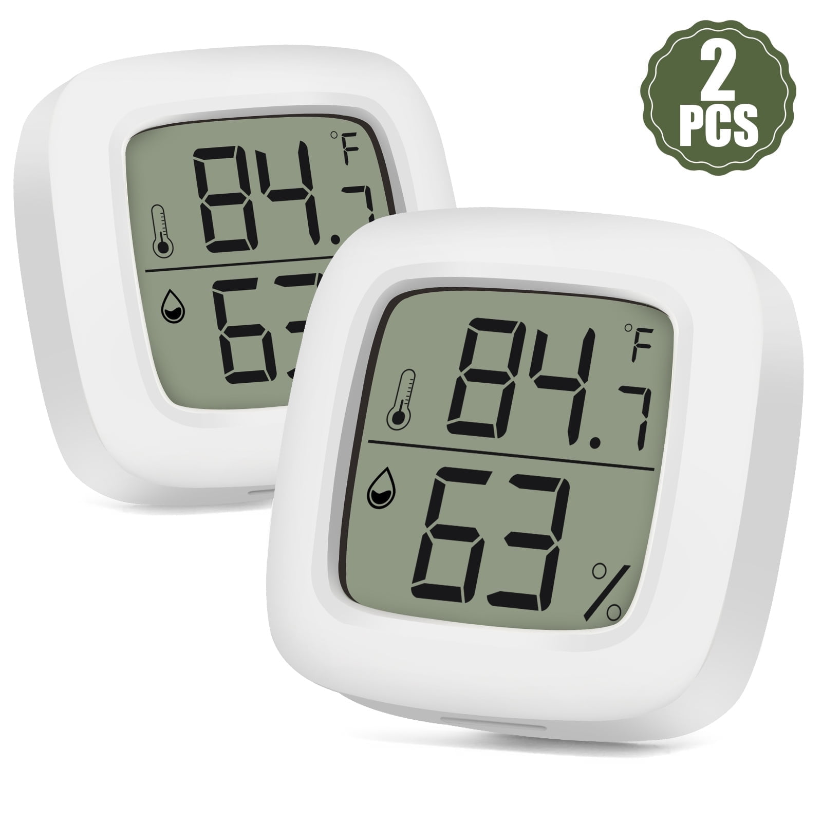 TSV 2pcs Indoor Hygrometer Thermometer, Humidity Gauge Meter Digital Hygrometer Room Thermometer for Home, Mini Digital Thermometer Humidity Sensor