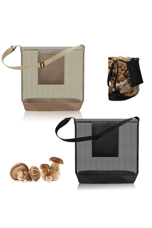 2pcs Large Picking Bag for Vegetables and Fruits, Reusable Mesh Outdoor Foraging Bags for Potato Mushroom Produce