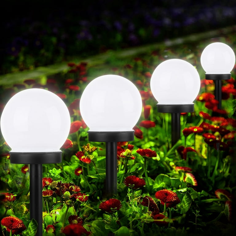 4/2Pcs Outdoor Solar Lights Ball Lamp, TSV IP55 Waterproof LED Path Light with Auto On/Off Light Sensor, Solar Landscape Lighting for Yard Patio Walkway Pathway Outdoor Garden Path (White/Warm White) 4/2Pcs Outdoor Solar Lights Ball Lamp, TSV IP55 Waterproof LED Path Light with Auto On/Off Light Sensor, Solar Landscape Lighting for Yard Patio Walkway Pathway Outdoor Garden Path (White/Warm White)