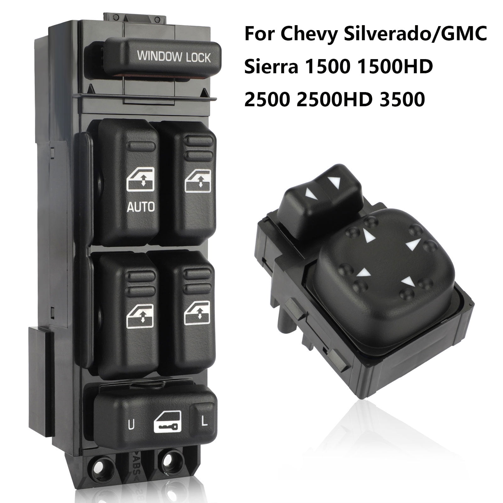 TSV 2pcs Power Window Mirror Switch Kit Compatible with Chevy Silverado GMC Sierra 1500 1500HD 2500 2500HD 3500 Window Switch 15062650 and Mirror