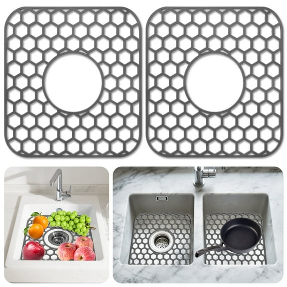 TSV 2pcs Silicone Sink Protectors for Kitchen Sink, Non-slip Kitchen Sink Mat Grid for Kitchen Bottom of Stainless Steel Porcelain Sink