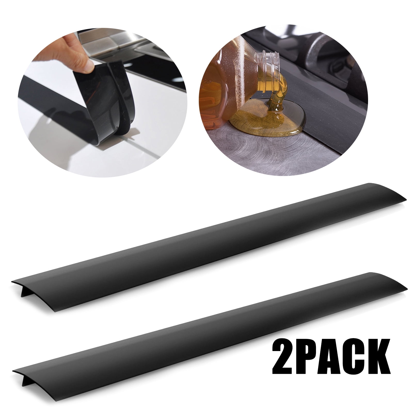 TSV 2pcs Kitchen Silicone Gap Covers, 21 Gap Fillers Stove Counter Gap  Covers, T-Shaped, Black