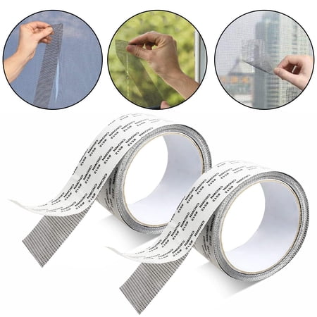TSV 2pcs Window Screen Repair Kit Tape, Strong Adhesive & Waterproof Fiberglass Covering Wire Mesh Repair Patch Tool, for Window Screen and Screen Door Tears Holes Screen, 5*200cm/2*78.7in