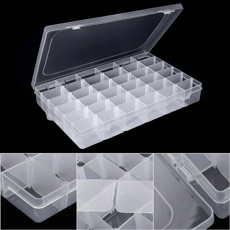 Plastic Jewellery Organizer Storage 36 Compartments Adjustable Transparent  Sort Boxes Display Tray, Bead Storage Cases With Lid, Containers With Remov