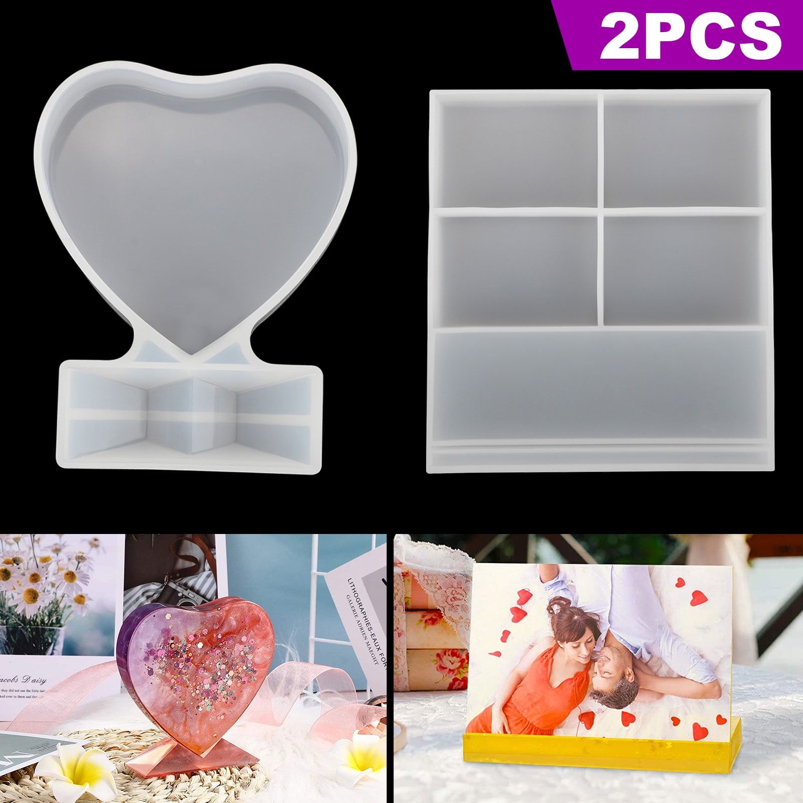  Resin Photo Frame Molds - Resin Heart Mold,Silicone Molds  Picture Frame,Epoxy Molds for Casting,Resin Molds,Craft Project,Photos  Display Tool,Art Supplies,Home Decor,Gift : Arts, Crafts & Sewing