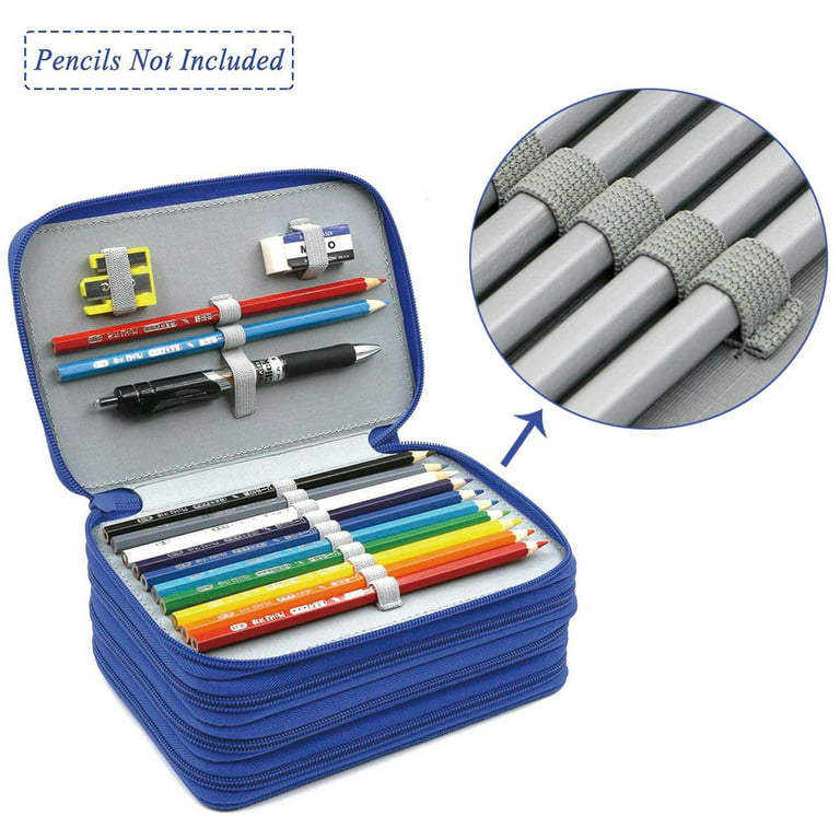 TSV 4 Layers 72 Slots High Capacity Pencil Brush Case Box Pen Pouch Bag Makeup Storage Bag(Blue)