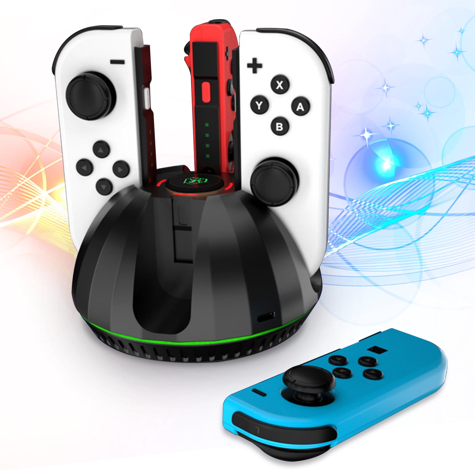 TSV 4-in-1 Charging Station Fit for Nintendo Switch/OLED Joy-Con, Fast Charging Dock, Portable Charging Stand with LED Indicator