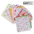 thumbnail image 1 of TSV 4 x 4in Cotton Craft Fabric Bundle Squares Patchwork, 100pcs Different Pattern DIY Sewing Quilting Scrapbooking Polka Dots, Bohemian Flowers, Stripe Pattern Craft Cotton, 1 of 9