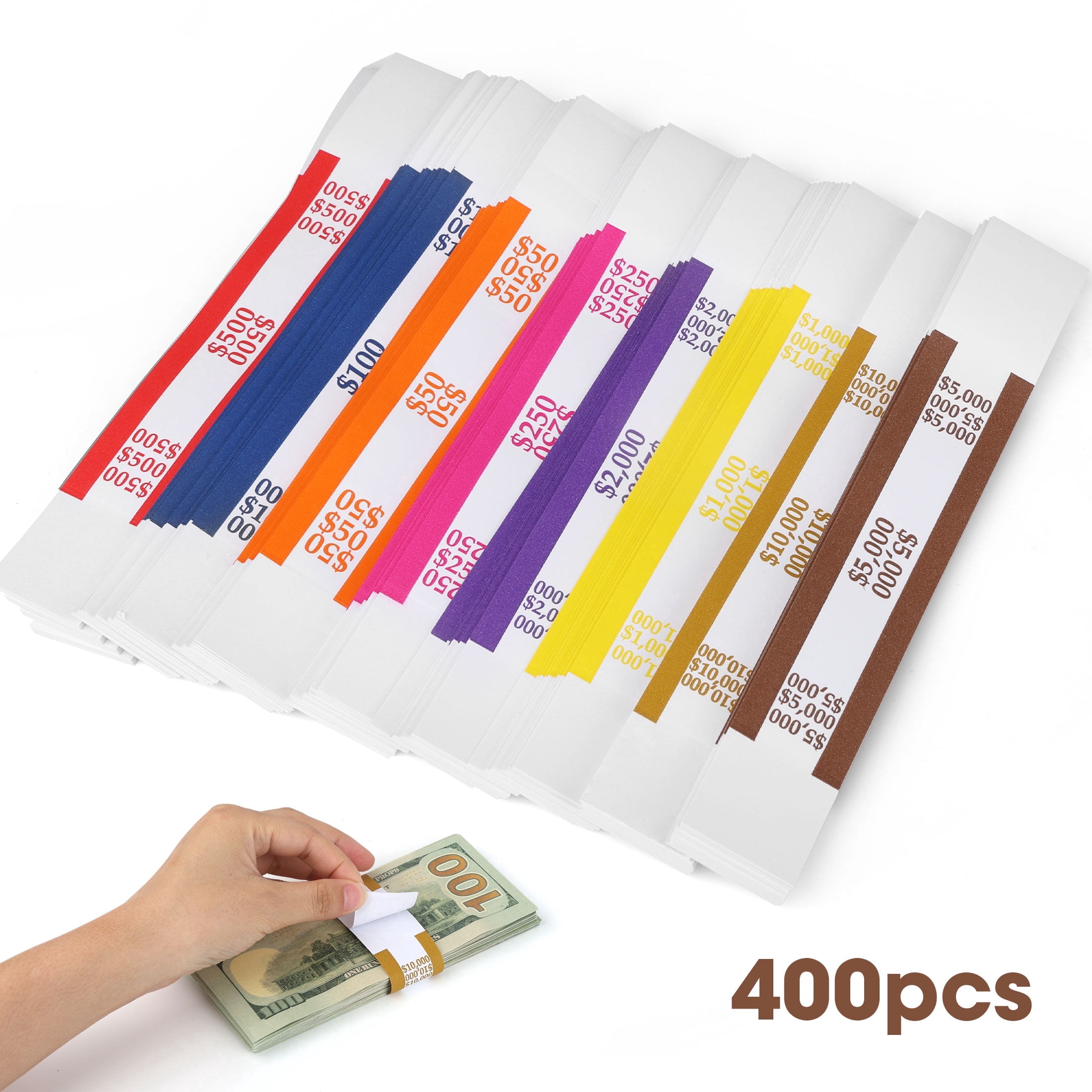 Money Wrapper TSV 400pcs Money Band Bundles, Self Sealing Currency Straps for Bill ...