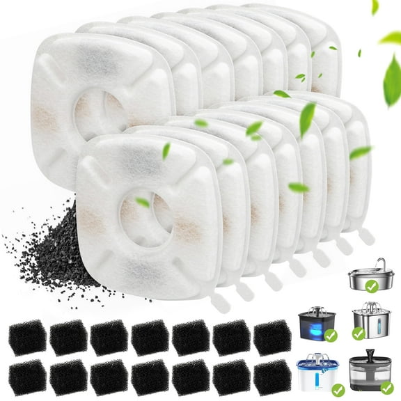 TSV 14pcs Cat Water Fountain Filters, Pet Drinking Sponges Filters Fits for Veken 95oz, 67oz, 135oz