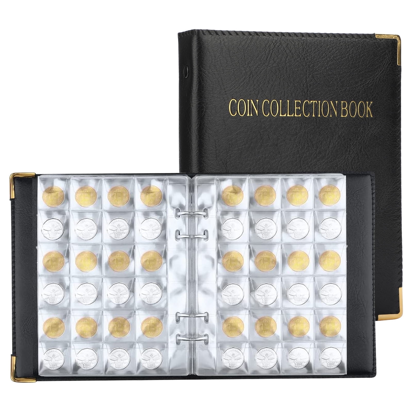 アルバム(coin stock book) 4 TSV Coin Album Collection Book, Waterproof PVC Pages, 480 Pockets