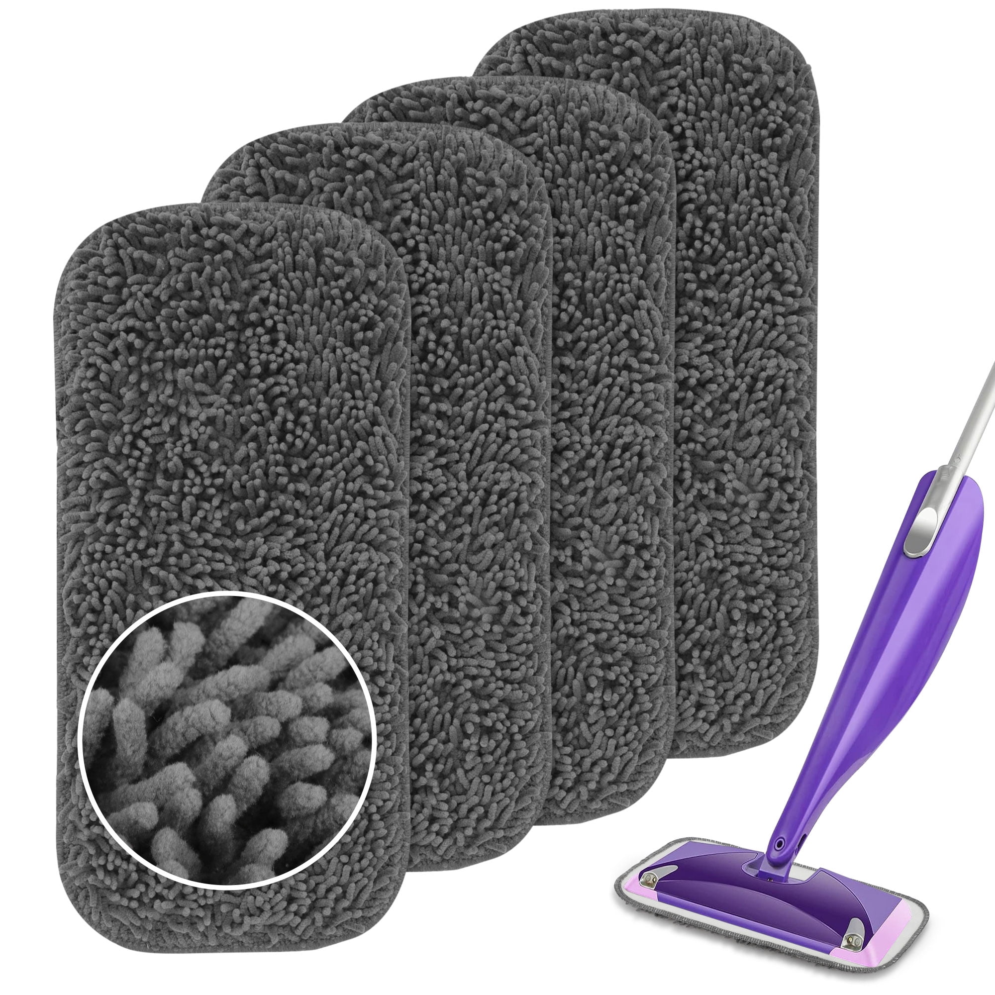 TSV 4Pcs Cleaning Mop Pads Fit for Swiffer Wet Jet, Chenille