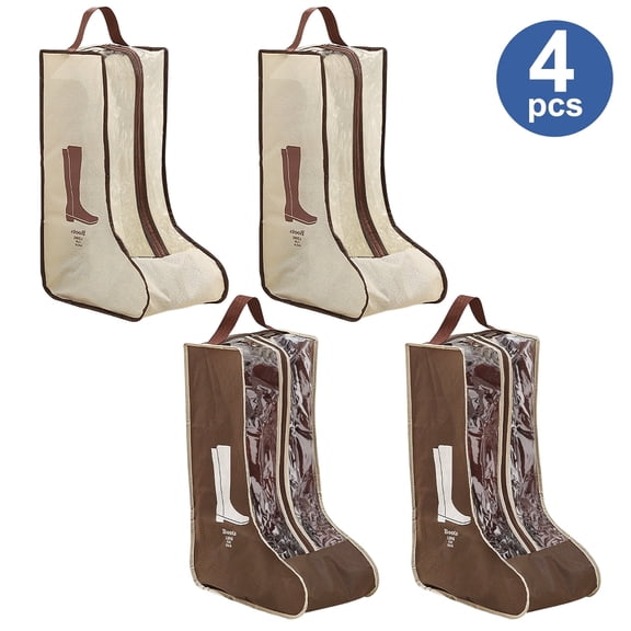 TSV 4pcs Boot Storage Bags, Portable Boots Protector Bag, Dust Proof Travel Shoe Bags with Handle, Shoes Packing Organizers (4*High)