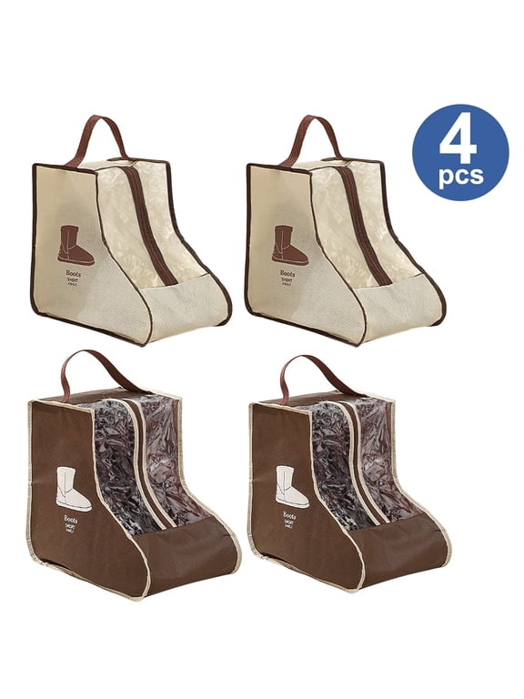 4pcs Boot Storage Bags, Portable Boots Protector Bag, Dust Proof Travel Shoe Bags with Handle, Shoes Packing Organizers (4*Short)