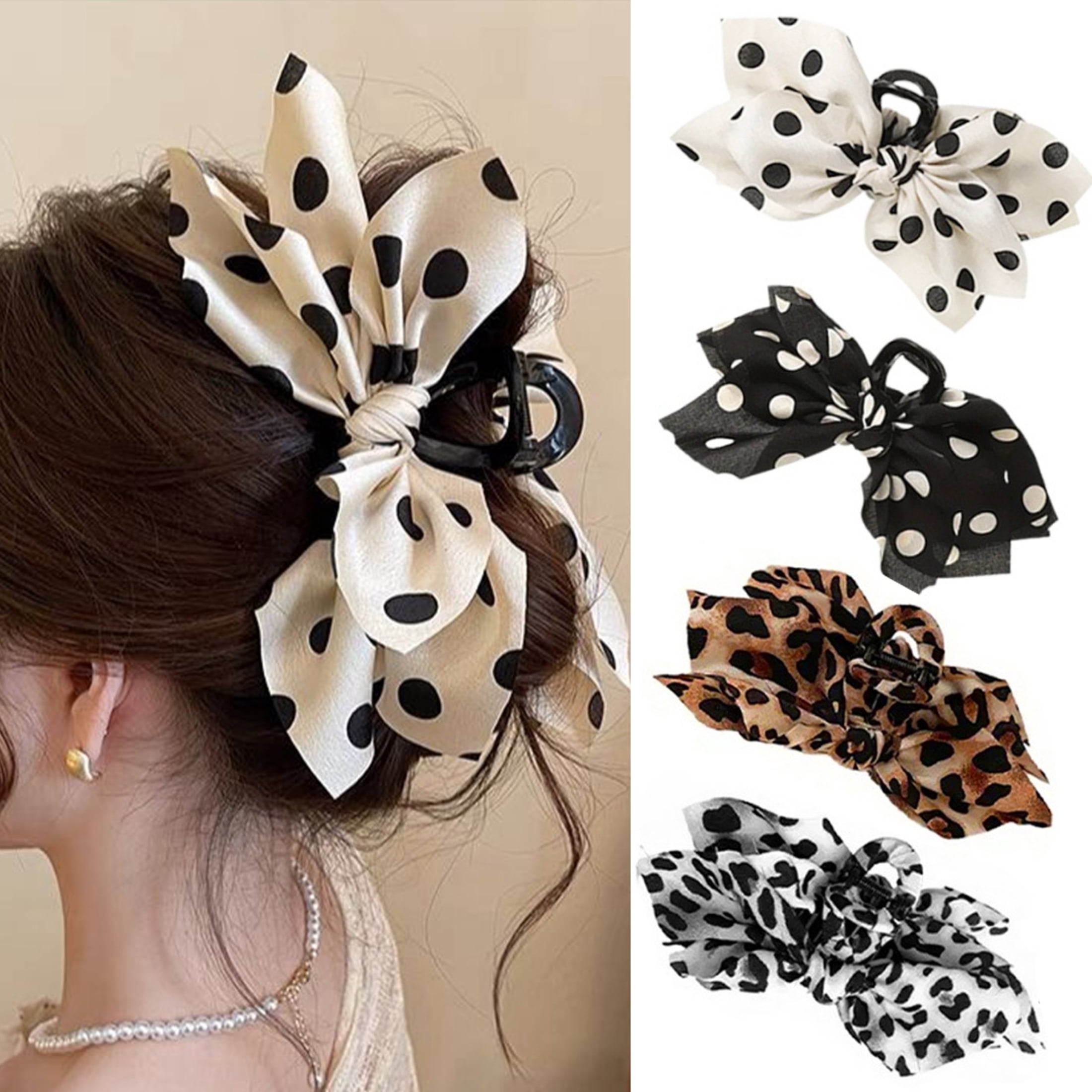 4 Pcs Big Bow Claw Hair Clips for Women - Large Butterfly Styling Clips Large Butterfly Hair Claw Clips for Women - Set of 4 | Jelly  main image 4