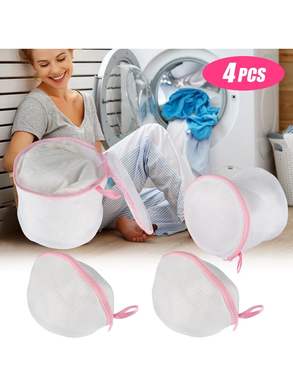 4pcs Bra Washing Bags, Mesh Lingerie Laundry Zipper Bag, Delicates Washer Machine Net Protector, Travel Storage Organize Bag for Women Underwear Socks Silk Stockings