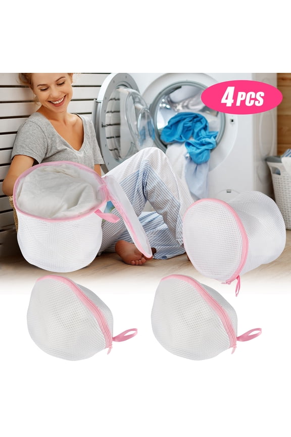 4pcs Bra Washing Bags, Mesh Lingerie Laundry Zipper Bag, Delicates Washer Machine Net Protector, Travel Storage Organize Bag for Women Underwear Socks Silk Stockings