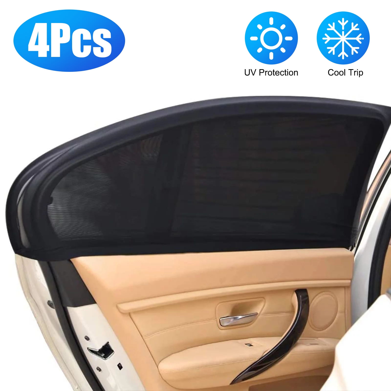 TSV 4pcs Car Window Sun Shade, Universal Car Window Screens, Breathable  Mesh Sun Visor Shades Protect from UV Rays, Sun Glare 