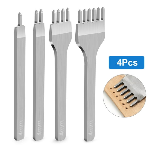 TSV 4pcs DIY Leather Punch Tools, 6mm Stainless Steel Leather Carving Punch Craft Set for Sewing