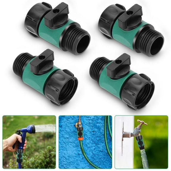 TSV 4pcs Garden Hose Shut Off Valves, Garden Hose Connectors, 3/4" Threaded