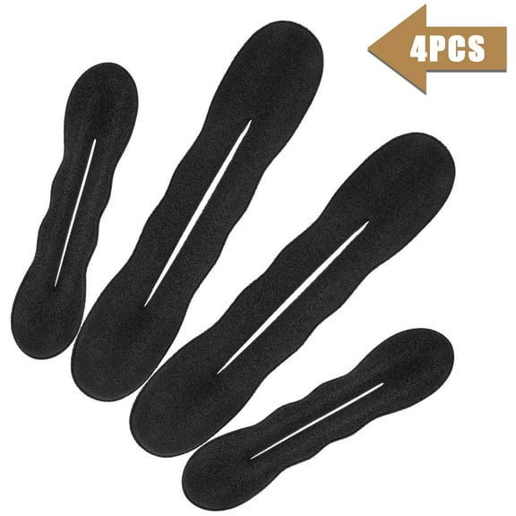 TSV 4pcs Hair Bun Makers, Black Large Foam Sponge Buns, Strong Bun Twister for Women Girls