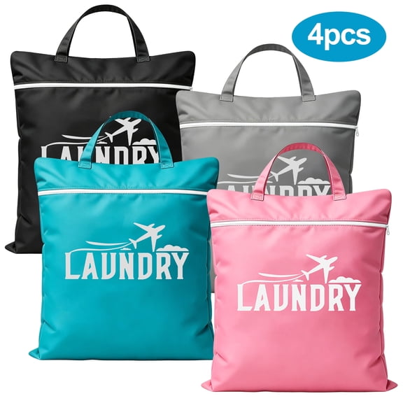 TSV 4pcs Large Travel Laundry Bags with Handle, Waterproof Wet Dry Bags for Dirty Clothes, Swimsuits, Workout & Gym Clothes, Swimming Pool & College Dorm
