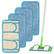 TSV 4pcs Microfiber Mop Pads Replacement Fit for SwifferSweeper, Mop Cloth Refills for Wet & Dry Floor Cleaning