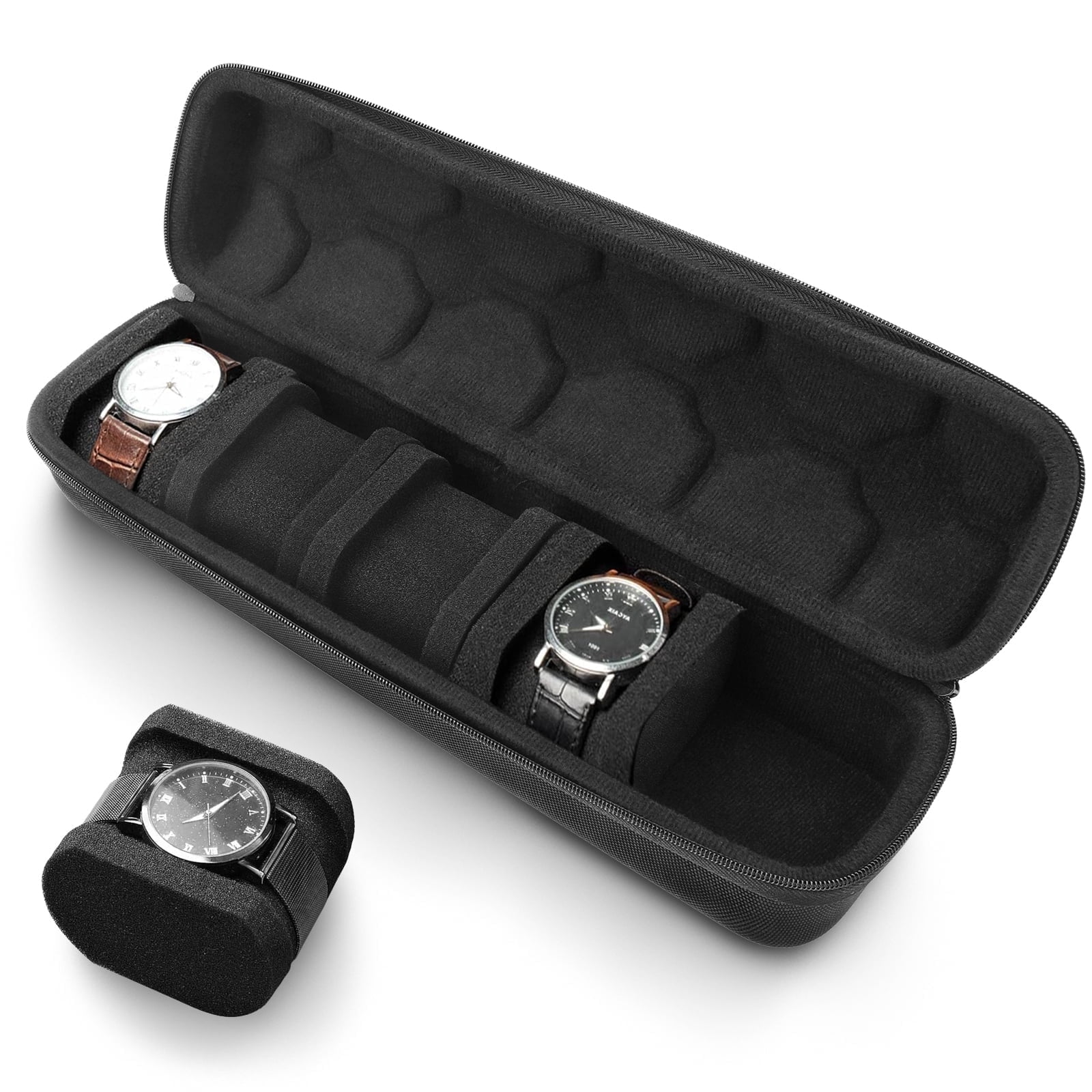 TSV Slot Hard Watch Travel Case for Men and Women, Watch Storage