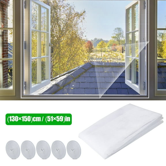 TSV 5pcs Fly Window Screen Net Replacement, 51 x 59'' Polyester Screen Mesh for Sliding Doors Patio, Black/White