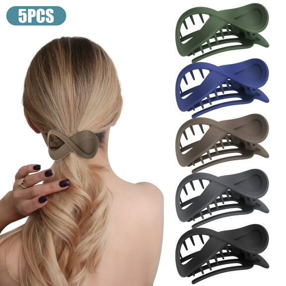 TSV 5pcs French Concord Flat Hair Barrettes, Strong Hold Alligator Hair Claw Clips for Women Girls