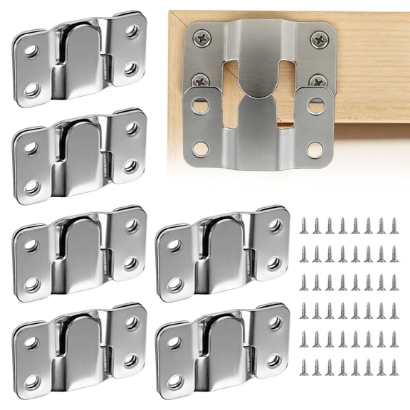 TSV 6 Pairs Flush Mount Bracket, Heavy Duty Interlocking Photo Frame Hook, Interlock Furniture Connector, Art Gallery Wall Mount Hardware