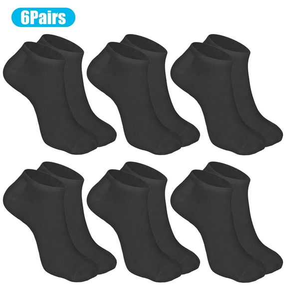 TSV 6 Pairs Low-Cut Socks for Men and Women, Soft Thin No Show Ankle Socks, Black/White