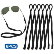 TSV 6pcs Adjustable Glasses Straps, Eyeglasses String Holders, Glasses Neck Lanyard Cords, Eyewear Retainers, Black