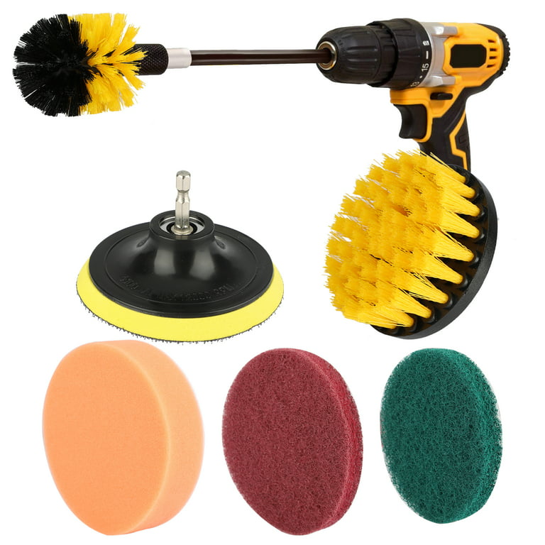 Holikme 22Piece Drill Brush Attachments Set, Scrub Pads & Sponge, Buffing  Pads, Power Scrubber Brush with Extend Long Attachment, Car Polishing Pad
